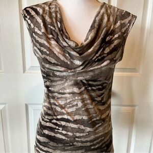 Michael Kors tiger print cowl neck sleeveless Top size small